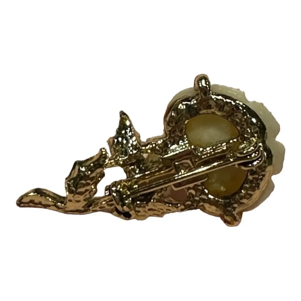 Vintage Enamel FLOWER Brooch  WHITE ROSE~Beautiful